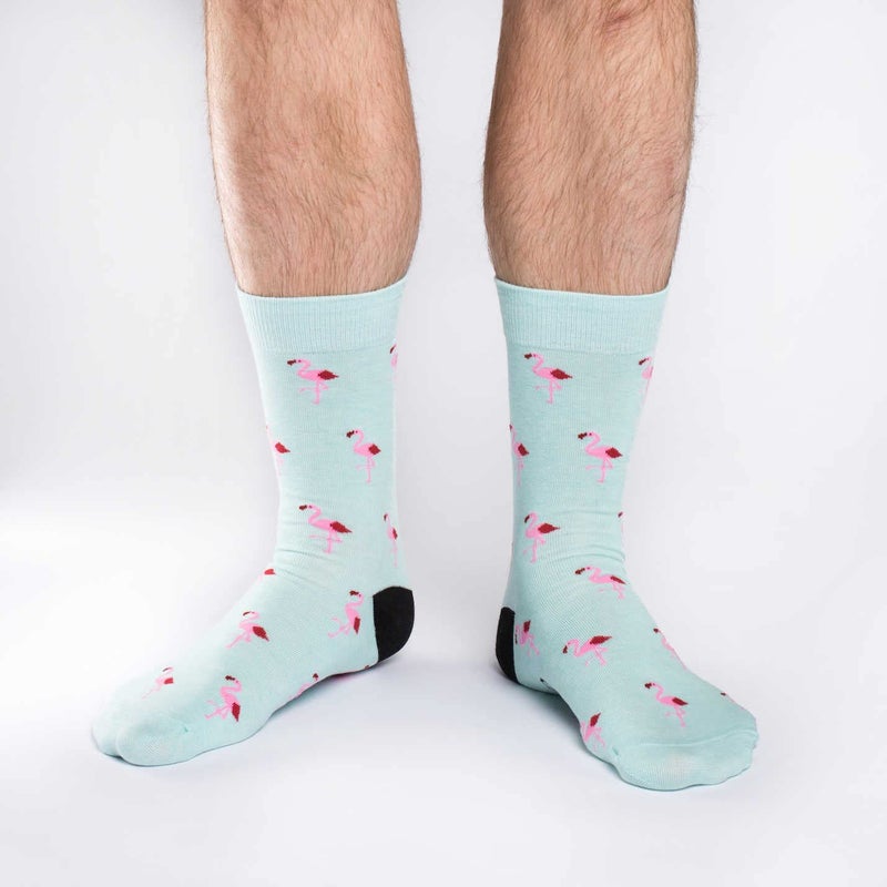 Good Luck Sock Men's Mint Flamingo Crew Socks 7-12 - Image 2